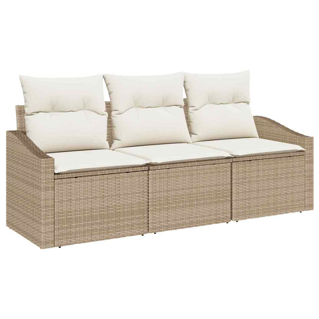 Garten-Sofa-Set mit Kissen mit Speicher 3 pcs Beige und Creme